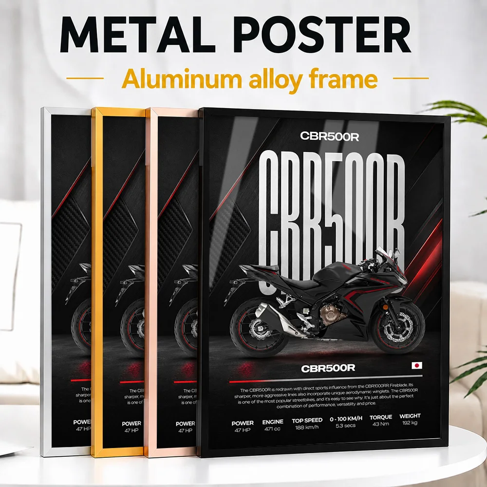 Japan CBR500R Motorcycle Framed Aluminum Metal Poster Customized Photo High Speed Style Wall Art For Garage Memorable Fan Gift