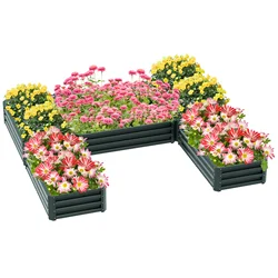 Outsunny 8 X 8' Raised Garden Bed Set, Large Steel Flower Planters for Outdoor Plants, Easy Assembly for Vegetables, Herbs