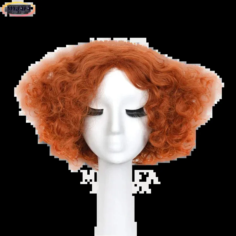 2025 أليس في بلاد العجائب 2 جنون حتر شعر مستعار تأثيري Tarrant Hightopp برتقالي داكن أحمر مجعد هالوين كرنفال حفلة أنيمي الباروكات + ث