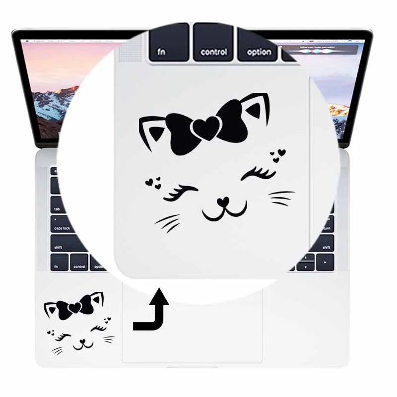 Cute Kitten Smile Vinyl Laptop Sticker for Macbook Air 13 M1 Pro 14 16  Retina 11 15 Inch Mac Notebook Skin Decor Trackpad Decal