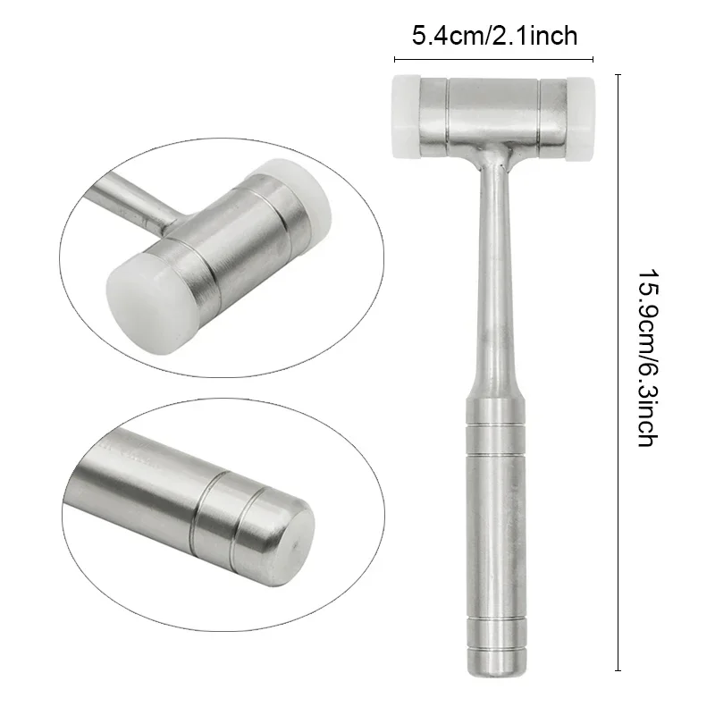 Double-headed Nylon Dental Bone Hammer Stainless Steel Handle Autoclave Teeth Surgical Extraction Tool Dentist Instrument