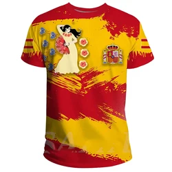 T-shirts Spain Flag 3D Print Summer T Shirt Fashion Kids Hip Hop Casual Boys Girls Unisex Round Neck Tees Tops Clothing For Men
