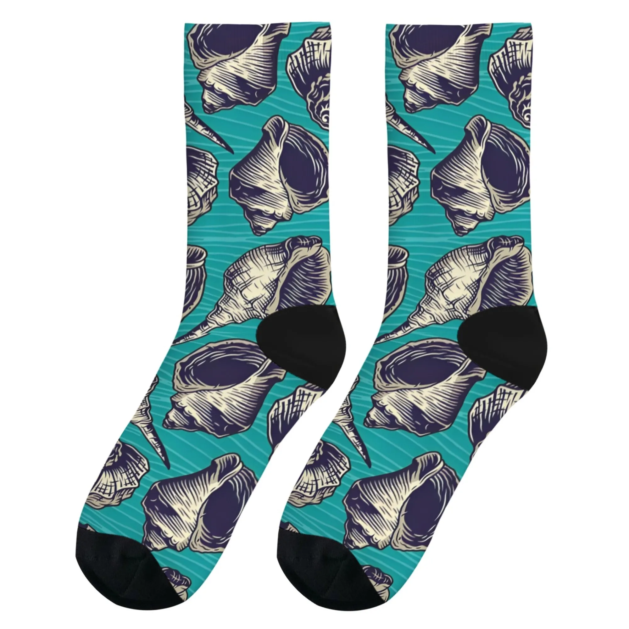 1 زوج الرجال طاقم الجوارب الرجعية صدف طباعة لينة مريحة عارضة الجوارب للاستخدام اليومي والشاطئ عشاق فريد البط البري الساحلية نمط