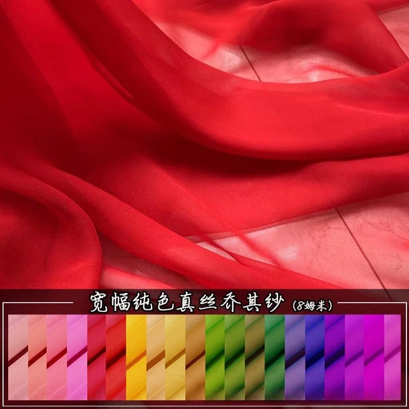 

140cm wide 8 momme silk georgette fabric light and thin long dress evening scarf