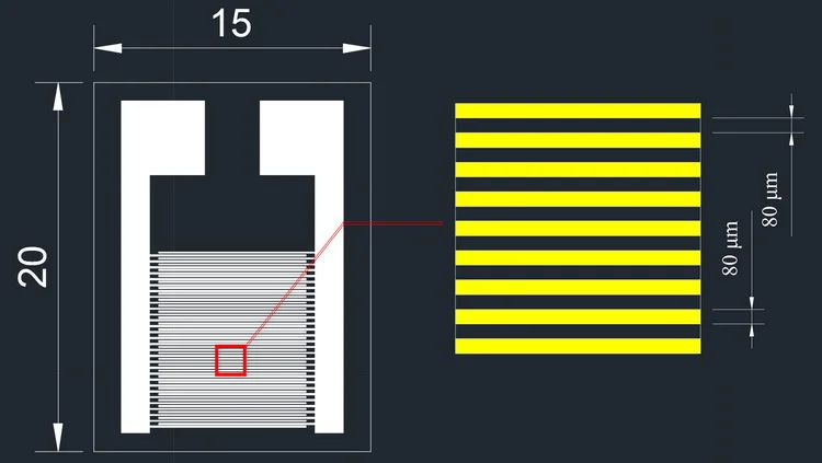 80um Fully Transparent ITO Conductive Glass Interdigital Electrode Capacitive Array Gas Biosensor Guangdong Detection.