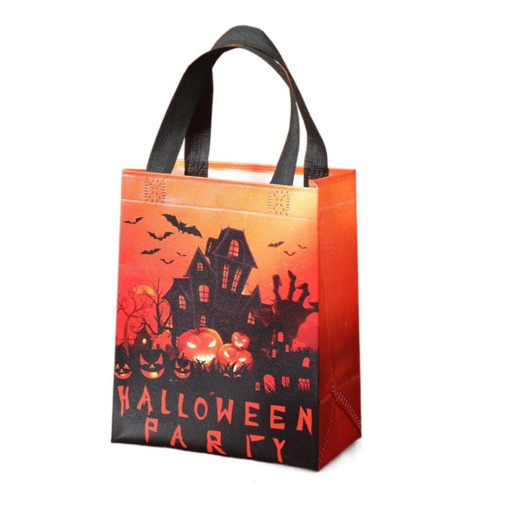 Storage Bag Devil Halloween Non-woven Handbag Cartoon Printed Halloween Gift Bag Portable Bat Pumpkin Creative Bag Girls