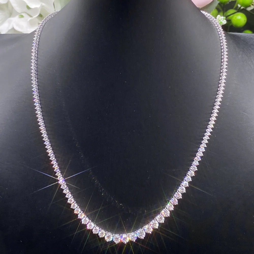 

Provence Luxury Graduated Tennis Necklace KGold DEF/VS Lab Diamonds Wedding Necklace Evening dress Jewelry Tennis Custom