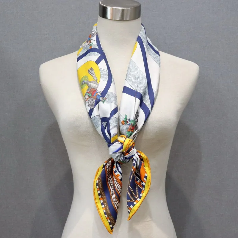 High-end Elegant Female Exquisite High Luxury Dressage Double-sided Printed Quality 18MM Twill Silk Versatile Square Scarf Shawl