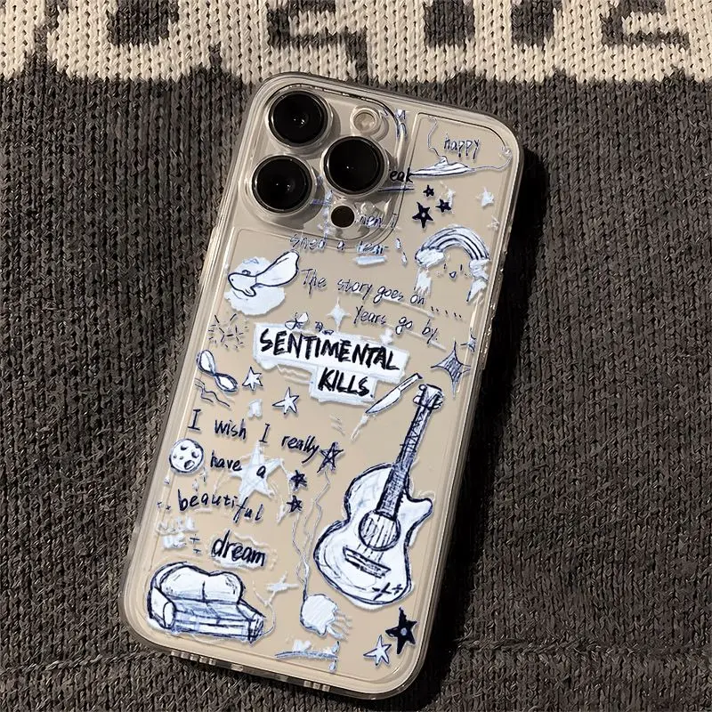 Funda de teléfono de inyección de tinta de guitarra de Graffiti divertido para Xiaomi Redmi Note 13, 12, 12S, 11, 10, 9, 9s, 9T, 8, A1, A2, A3, K40 Pro Plus, 4G, 5G