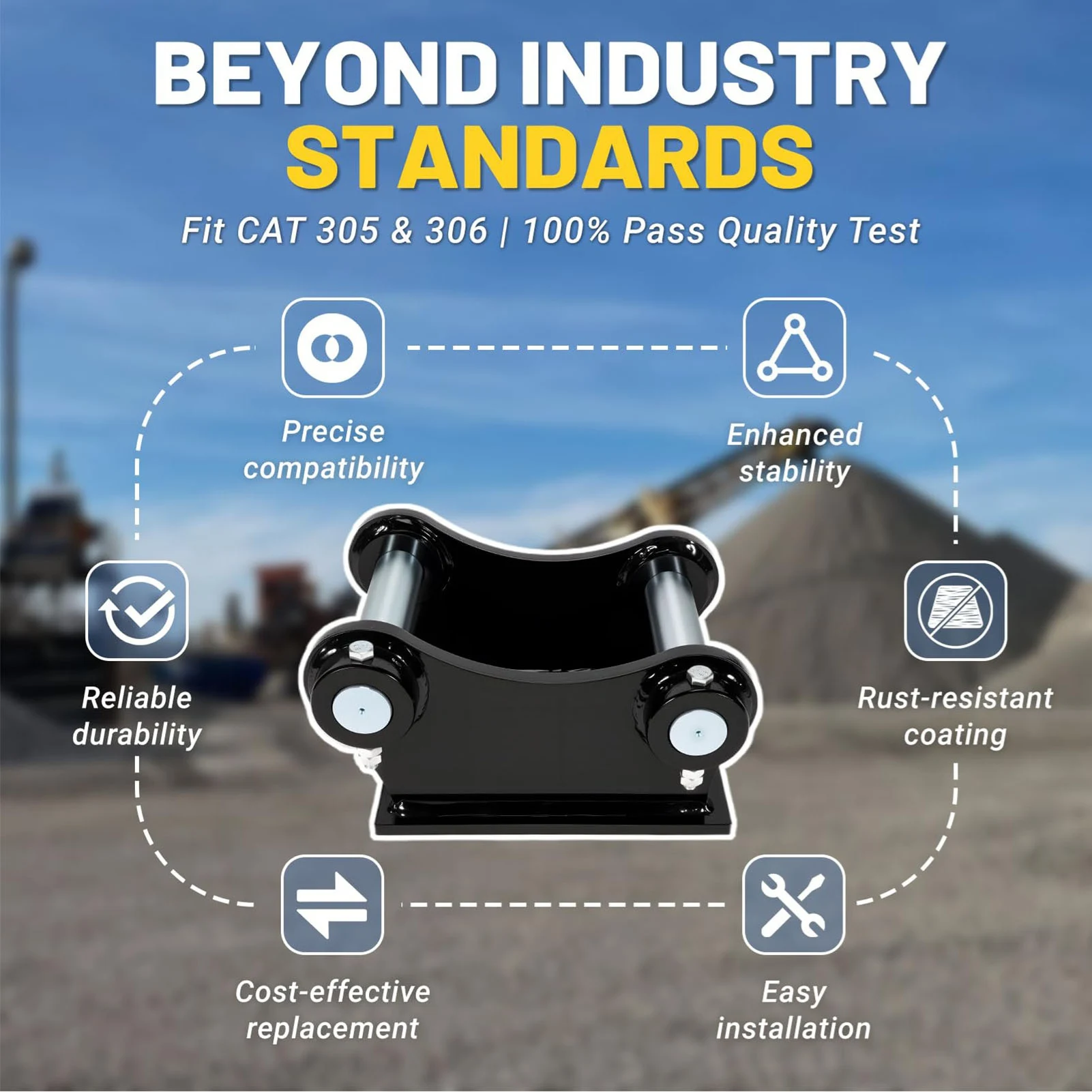 Bucket Ear Replacement for CAT 305 306 Mini Excavators Manganese Steel Bucket Ear Attachment with Pins and Screws