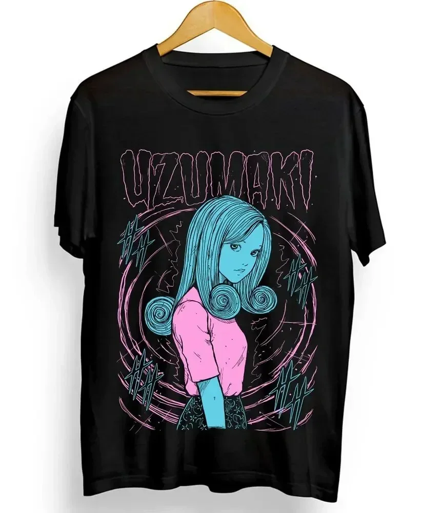 Junji Ito Uzumaki T-Shirt Horror Japan Guro Anime Funny Black Shirt Tee All Size Women Clothes  Y2k Top  Aesthetic Clothes