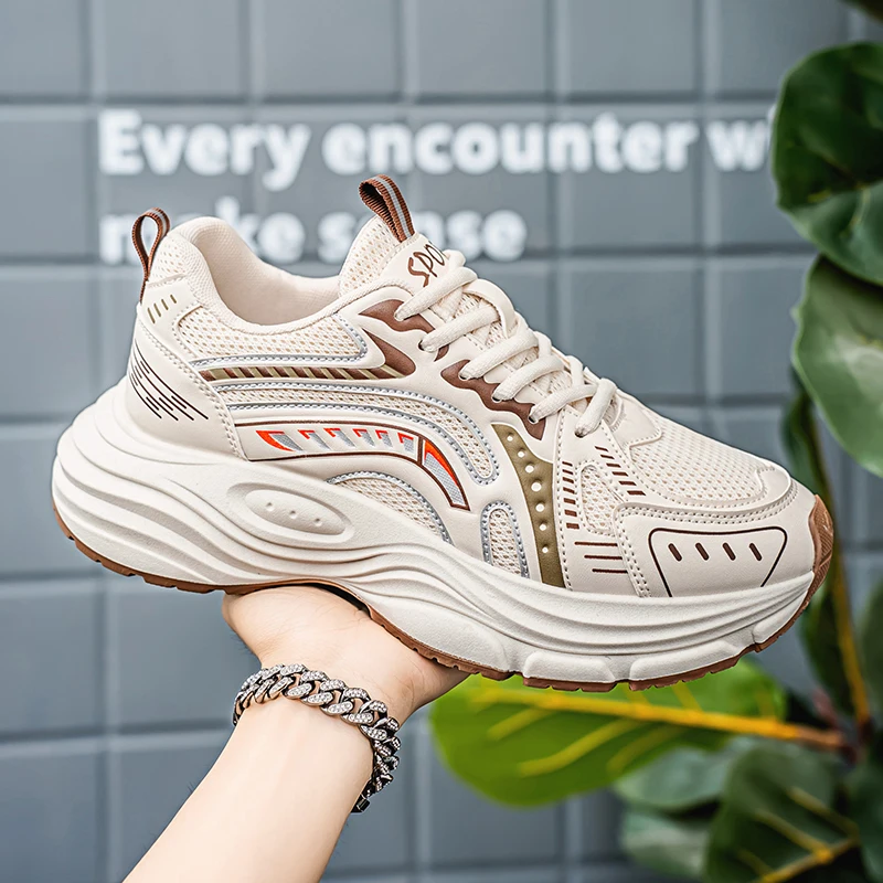 

2026 Spring New Trendy Fashion Casual Sports Breathable Versatile Low Top Thick Bottom Personalized Casual Men's Shoes Trendy