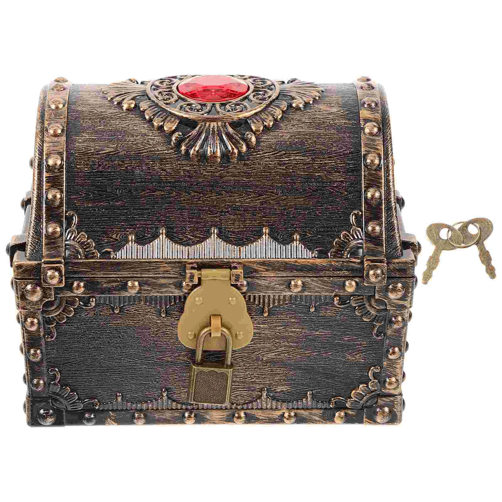 

Chest Pirate Treasure Hunting Box Children's Retro Storage Creative Gemstone Gold Coin Props Mini Nail Decoration