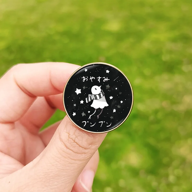 Goodnight Punpun Manga Cosplay Brosche Abzeichen Glas Cabochon Abbildung Muster Metall Revers Pin Mode Anime Schmuck für Freunde
