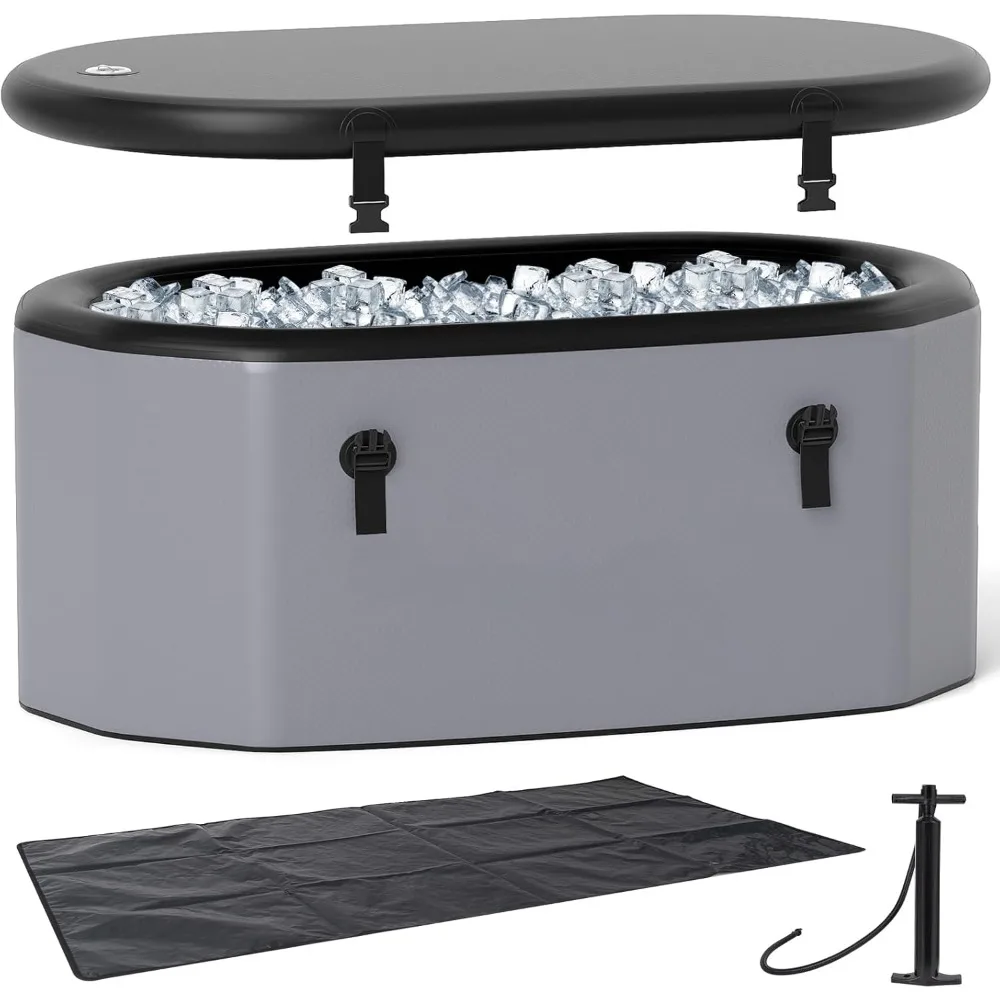 

Овальная ледяная ванна XL 129 галлонов для спортсменов, надувная ванна для холодного погружения с многослойным покрытием, крышкой, насосом, рюкзаком, охлаждением воды