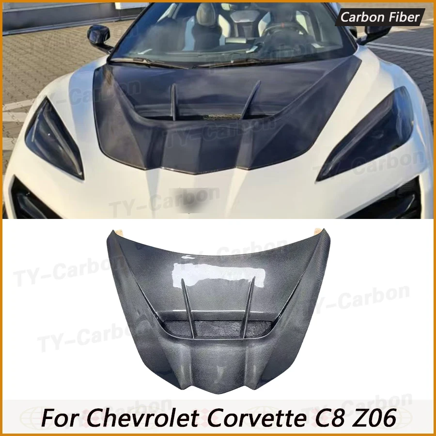 New For Chevrolet Corvette C8 Z06 Performance Racing Car Hood Replace ZR1-V2 Carbon Fiber Front Engine Bonnets Cover 2020+FRP
