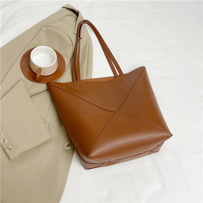 Große Kapazität Tasche Für Frauen Pu Leder Handtasche Designer Eimer Schulter Tasche Weibliche Top Griff Tote Einfache Reisetasche Schwarz – Detail 23