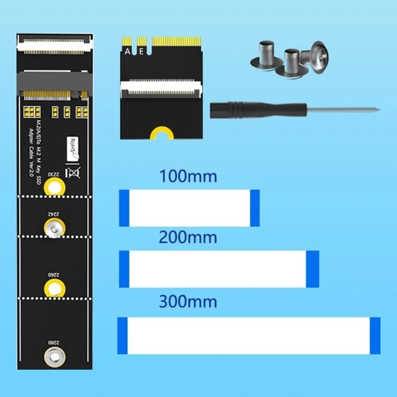 M.2 Key M to Key A+E Extension Cable 64Gbps Fast Speed For Key A/E Devices Featuring Industrial Construction