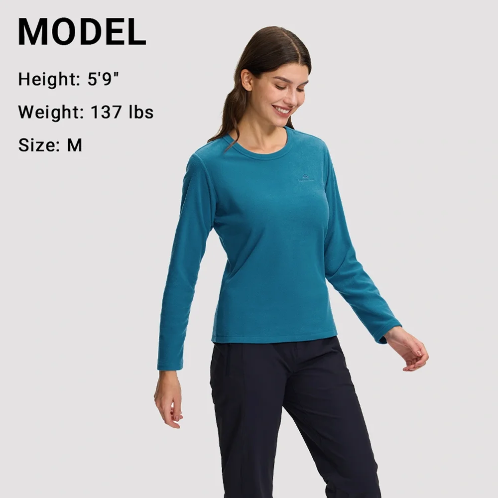 Pioneer Camp Women's Fleece Long Sleeve Shirts Base Layer Running Hiking Shirt Thermal Top Crew Neck Base Layer for Winter