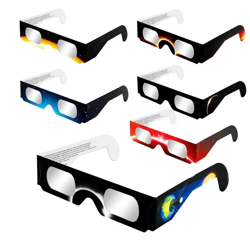 6 Pcs Solar Eclipse Glasses Safety Sun Viewing Paper Glasses Ultraviolet Blocking Unisex Eyewear Sun Observation Sunglasses