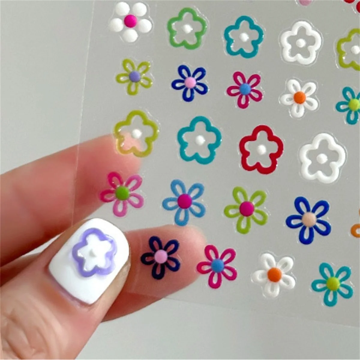 Pegatinas de Arte de uñas de flores coloridas de gelatina 5D, diseño de flores Kawaii japonés, decoraciones de uñas, calcomanías deslizantes, autoadhesivas, salones de bricolaje