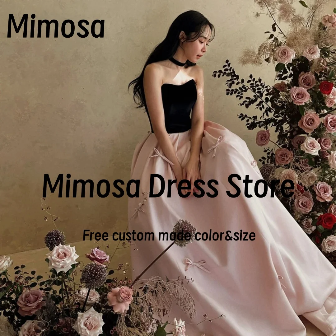 

Mimosa Contrast Color Prom Dresses Korea Girls Wear Sweetheart Bespoke Occasion Dress Bows Satin Bride Evening Gowns Customized