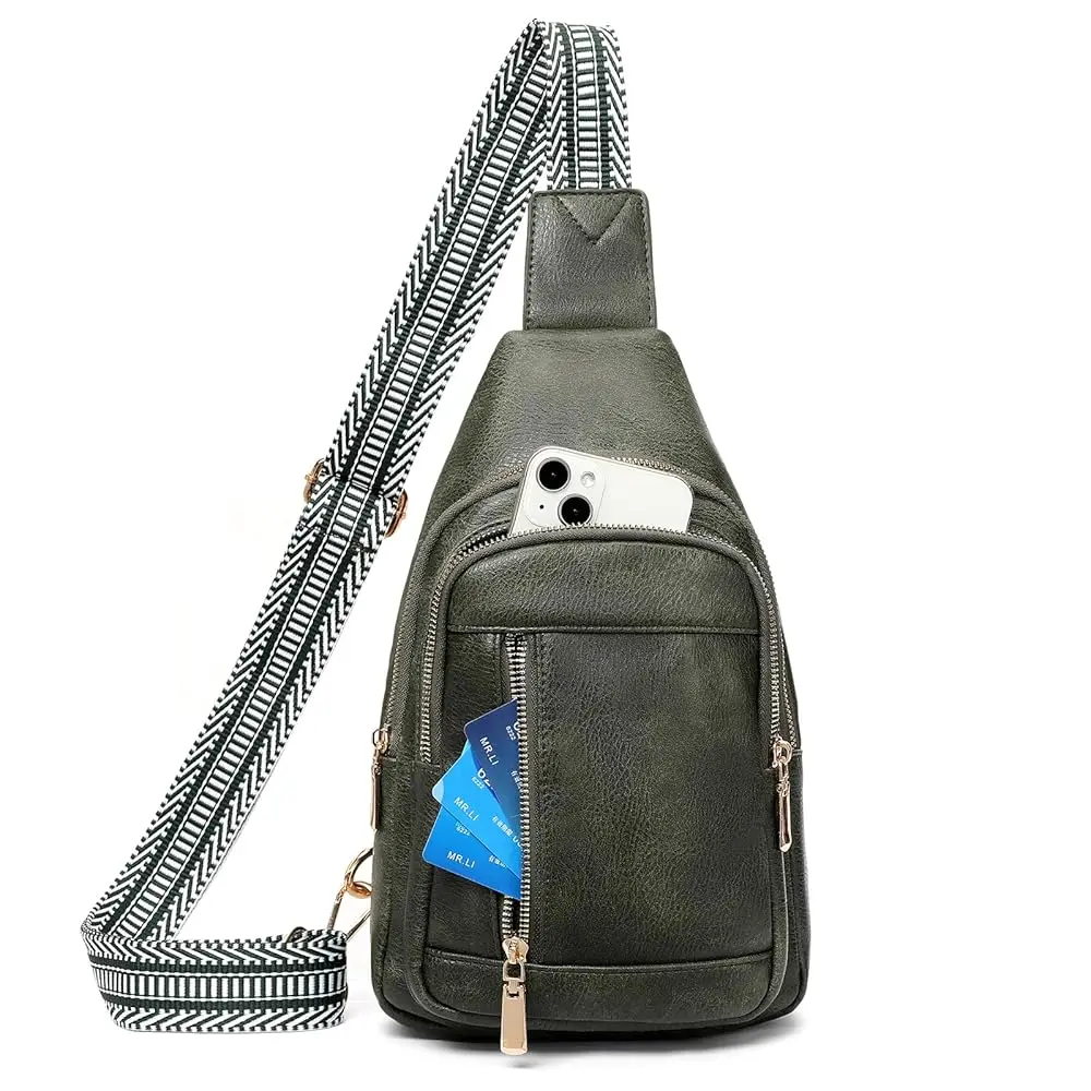 

Sling Bag for Women Crossbody Bags Vegan Leather Fanny Pack Chest Trendy Shoulder Bag for Travel Everyday Vacation