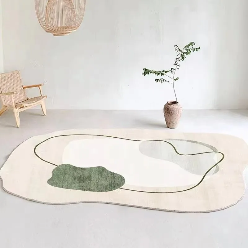 VIKAMA Morandi Abstract Lines Irregular-Shaped Rug—Bedroom & Entryway, Non-Slip, Machine-Washable, Home Accessories
