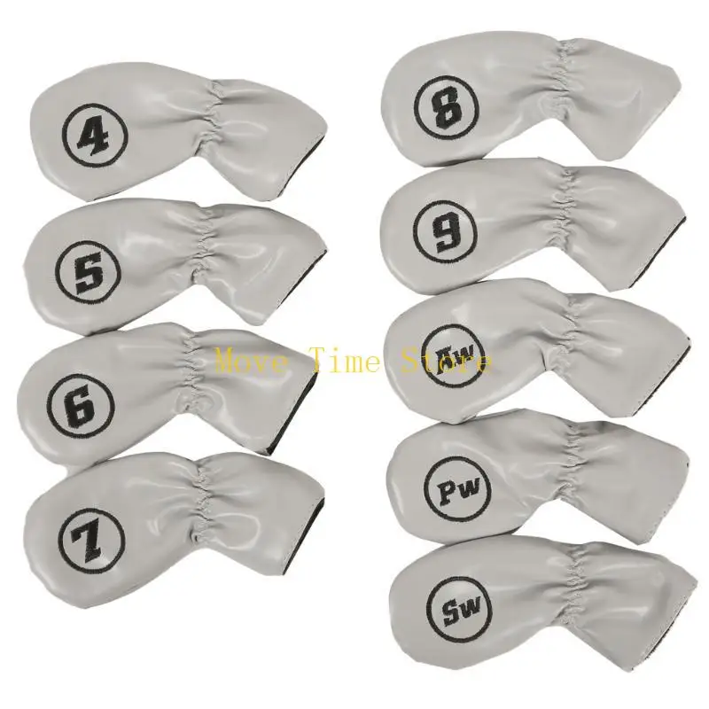 92ME 9Pieces Golfs Head Cover PU Leather Iron Cover Golfs Club Cover with Big Number