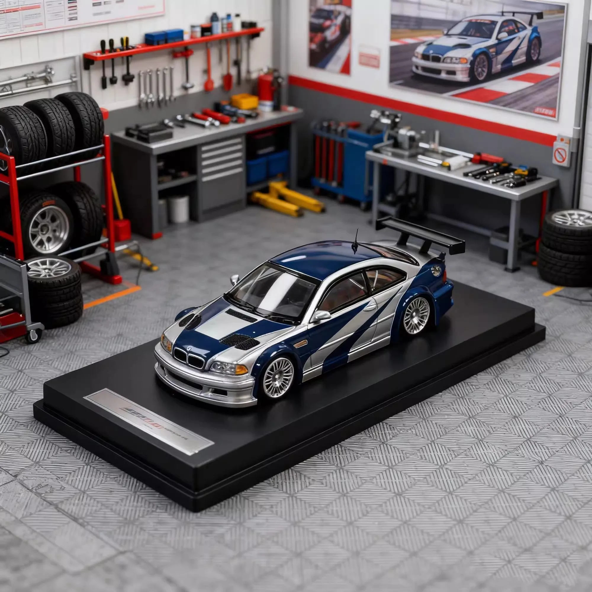 MJ 1:64 M3 GTR NSF capó de motor que se puede abrir modelo de coche de aleación