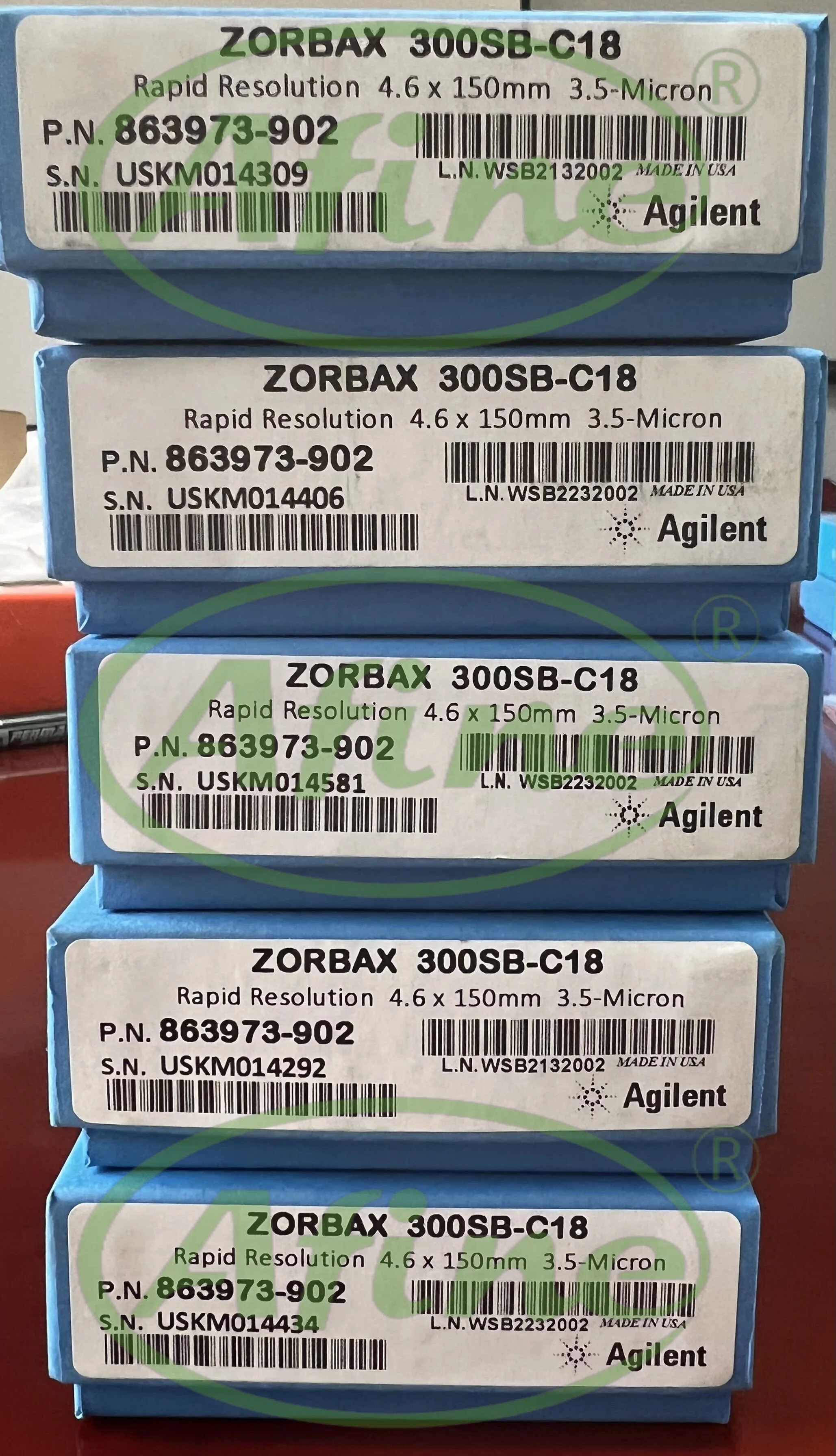 

AFINE Agilent ZORBAX 300 StableBond,863973-902,C18, 4.6 x 150 mm, 3.5 µm,HPLC column