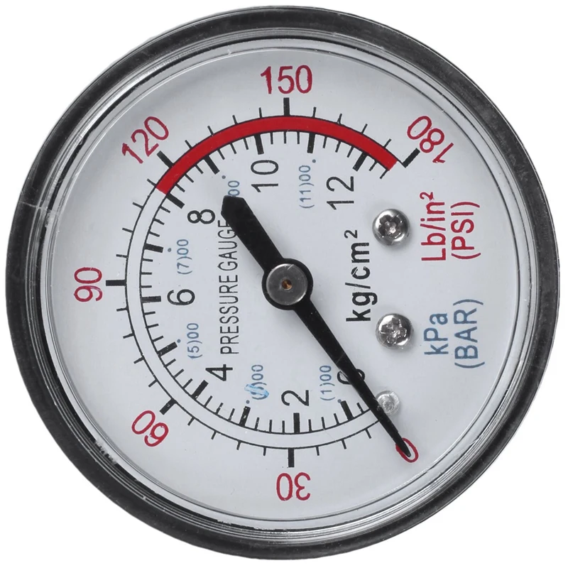 3X مستدير 0-180 رطل لكل بوصة مربعة 13 مم 1/4BSP مقارنة قطر الطلب مقياس ضغط الهواء، أسود