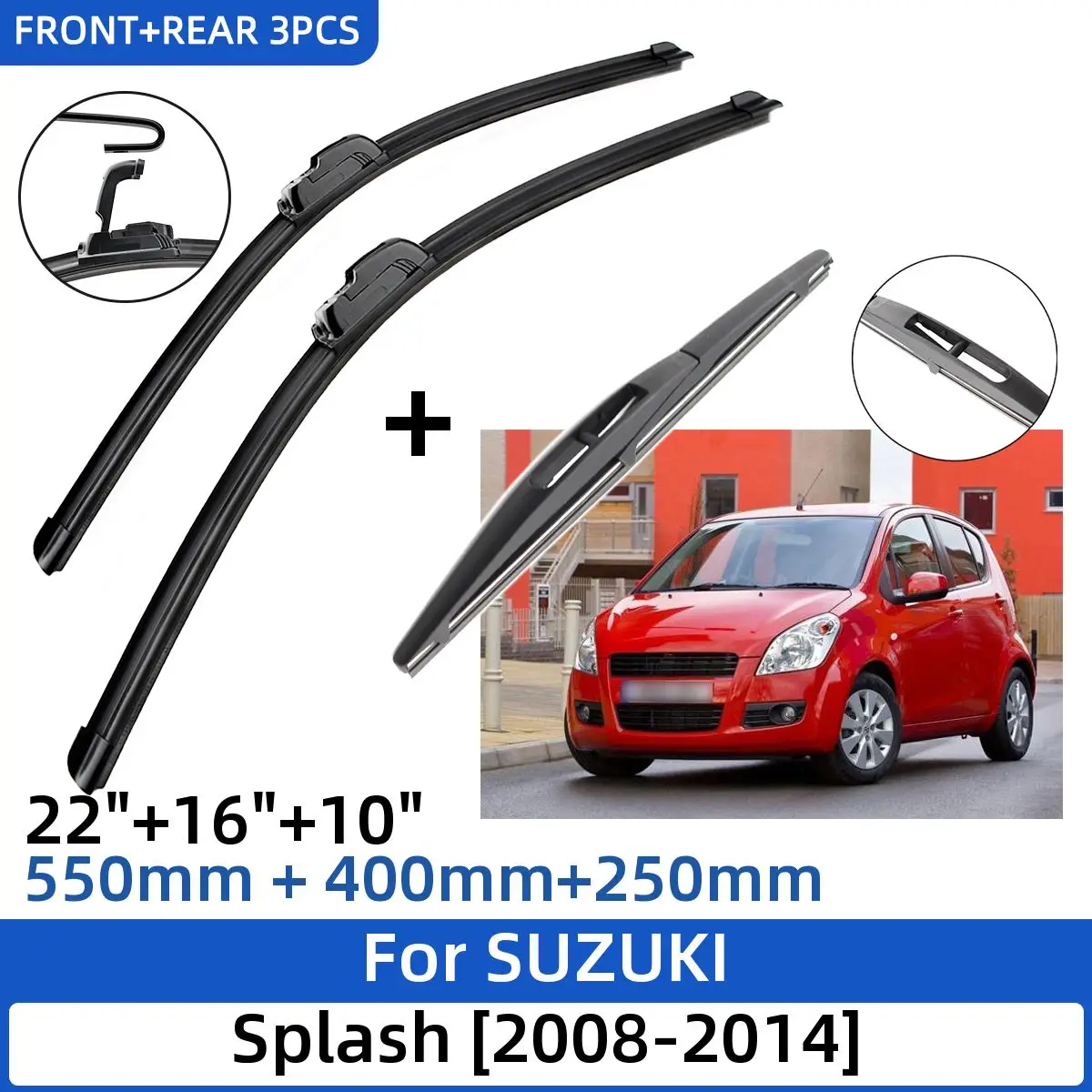 

Щетки стеклоочистителя для SUZUKI Splash 2008-2014, 22 + 16 + 10 дюймов, 2013 2014