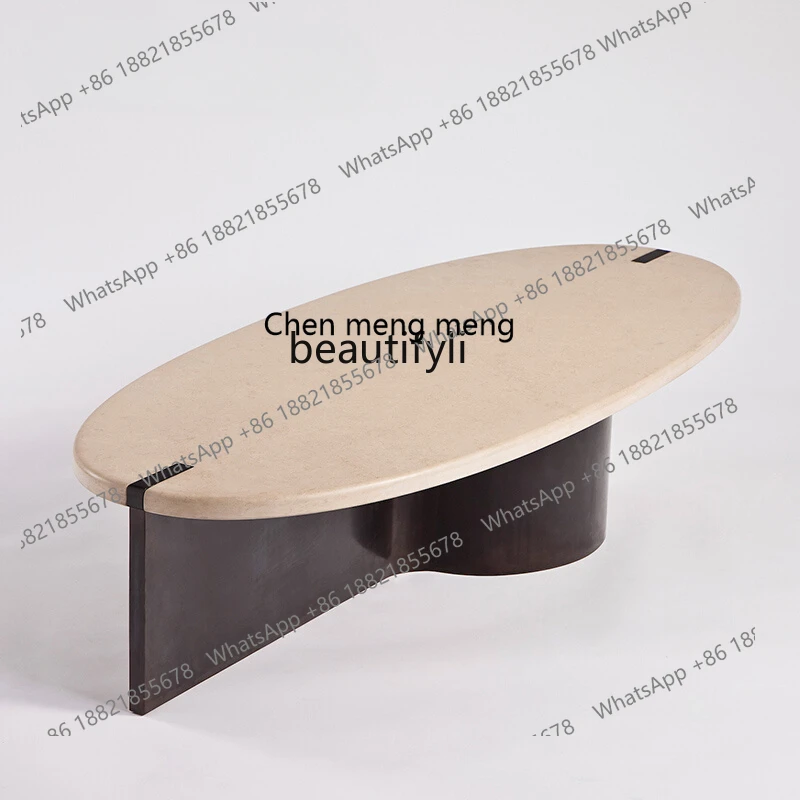 

Furniture Natural Marble Oval Coffee Table Nordic Simple Small Apartment Living Room Designer Silent Style Table furniture