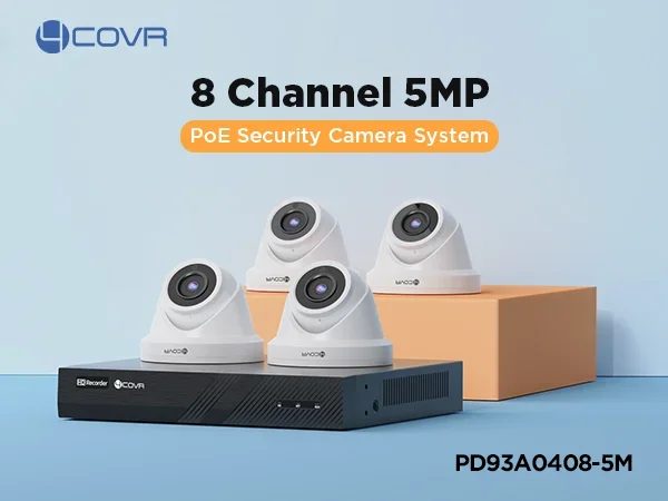 Telecamera 4X 5Mp Torretta esterna 8 canali PoE NVR AI Rilevamento persone Microfono incorporato Visione notturna Sicurezza domestica Cctv 4 Sistema di telecamere