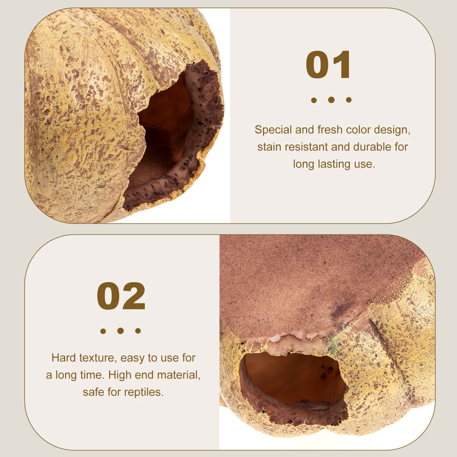 

Delicate Reptile Hiding Hole Pumpkin Decor Stain Resistant Durable High End Material Easy Simple Use Reptile Cave