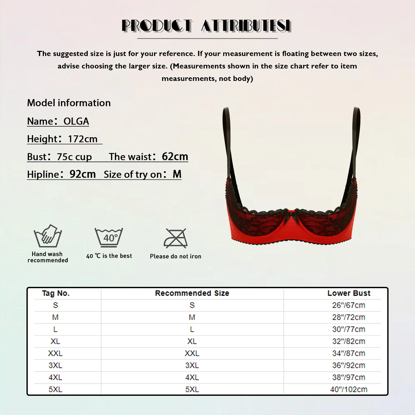 Women's Sexy Push Up Lace Bra, Half Cup Underwire