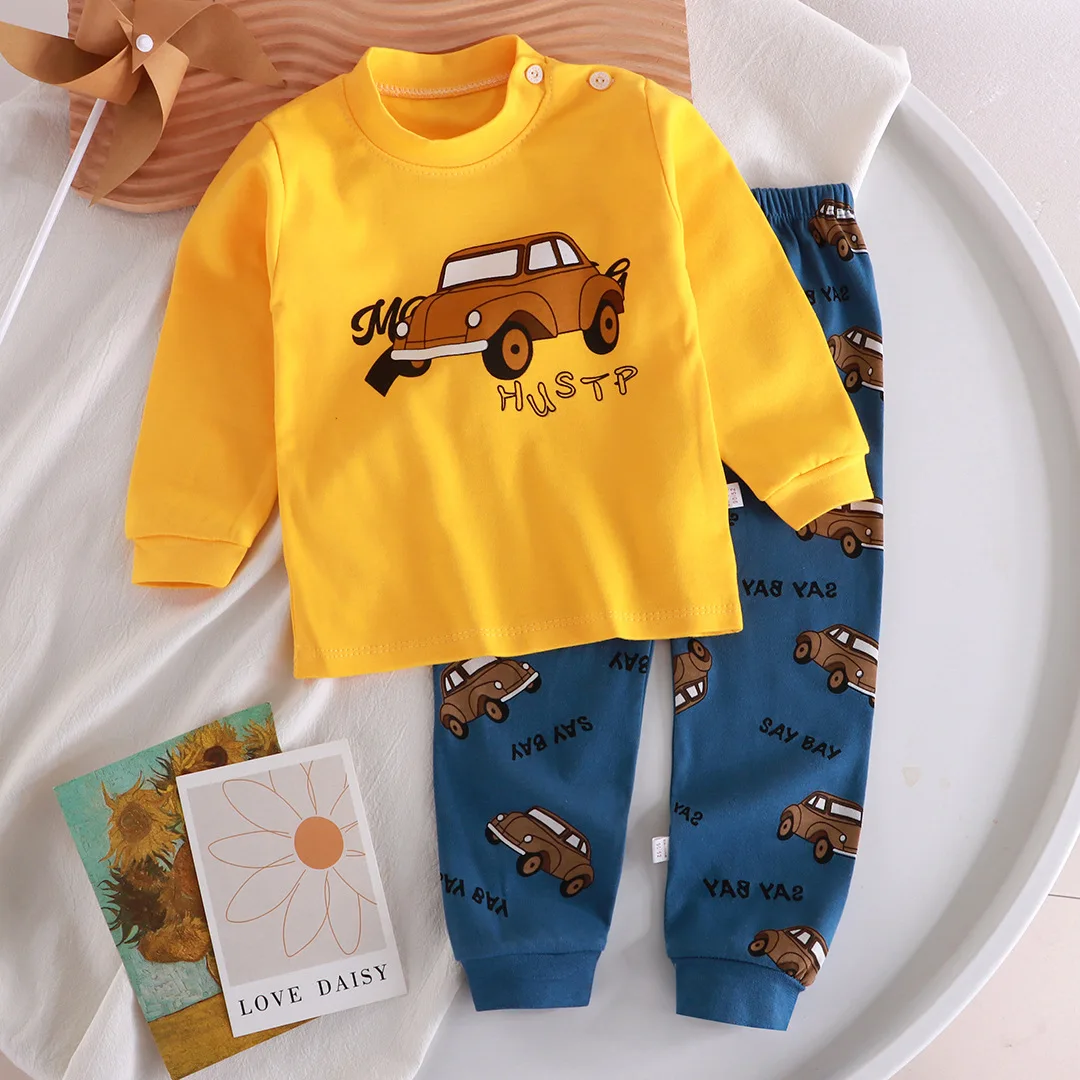 Children\'s Clothing Boys Girls Cotton Cartoon Autumn winter Clothing Suit Pants Sleepwear Underwear Kids Clothes Children Sets