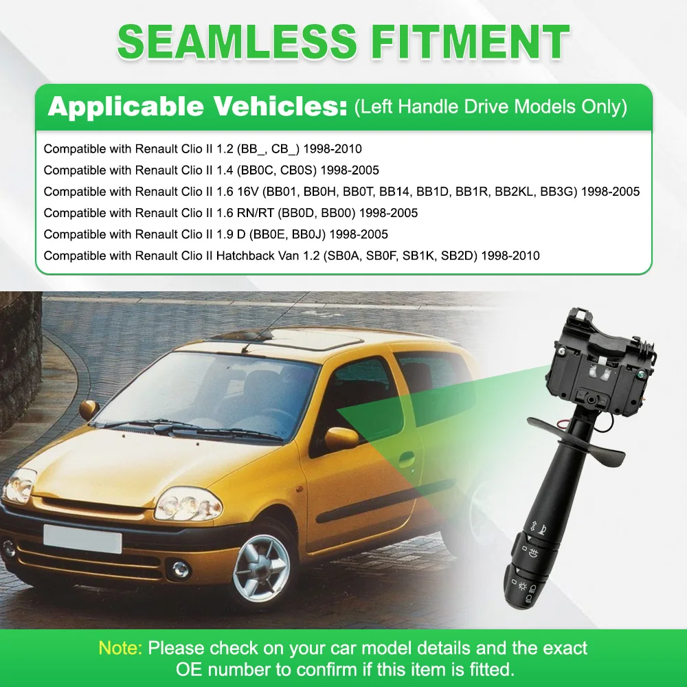 

For Renault Clio II 1.2 (BB_, CB_) 1998-2010 LHD 13 Pins Turn Signal Headlight Switch 7701045280