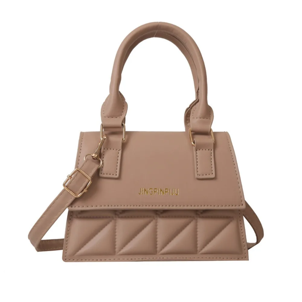 

Korean Style Plaid Leather Square Bags Solid Color All-match Single Shoulder Bag Temperament Waterproof Crossbody Bag Outdoor