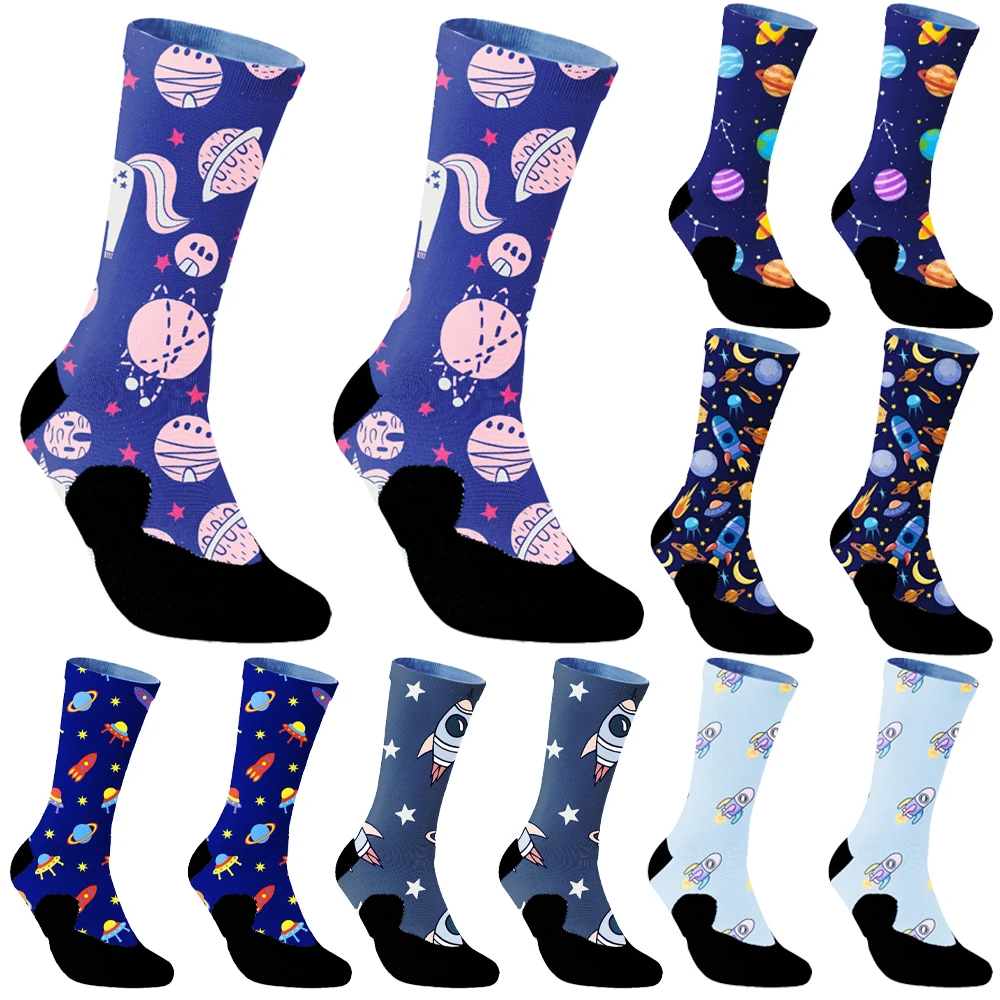 2024 New Space cartoon socks slip calzini da ciclismo in silicone calzini da bicicletta calzini da corsa all'aperto per biciclette compressi