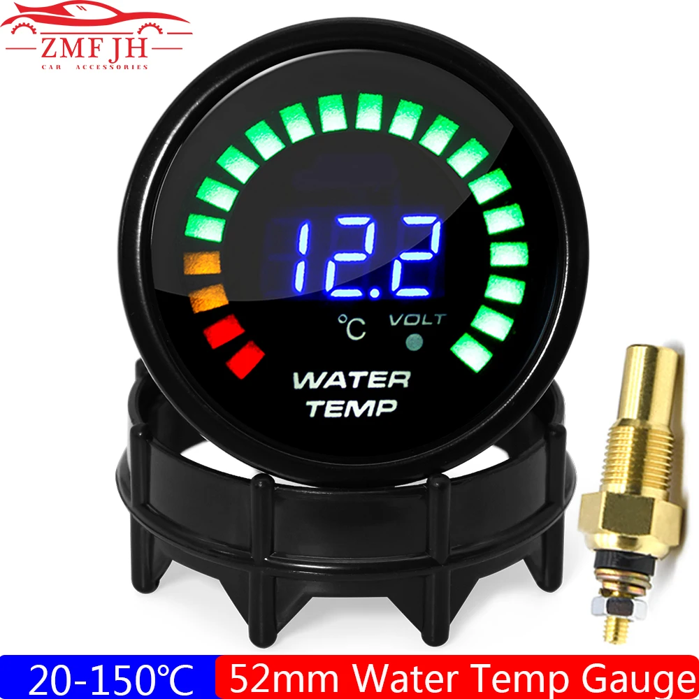 

Smoke Lens 20-150 Celsius 52mm Water Temperature Gauge With Sensor 1/8NPT Digital Water Temp Meter for Gasoline Racing Car 12V
