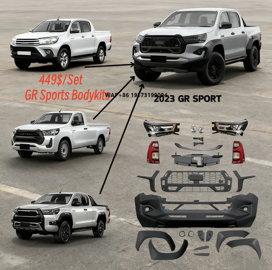 

Car Upgraded Facelift Bodykit for Hilux Revo Rocco 2015-2020 Facelift to 2023 2024 2025 GR Sport Style With Headlight