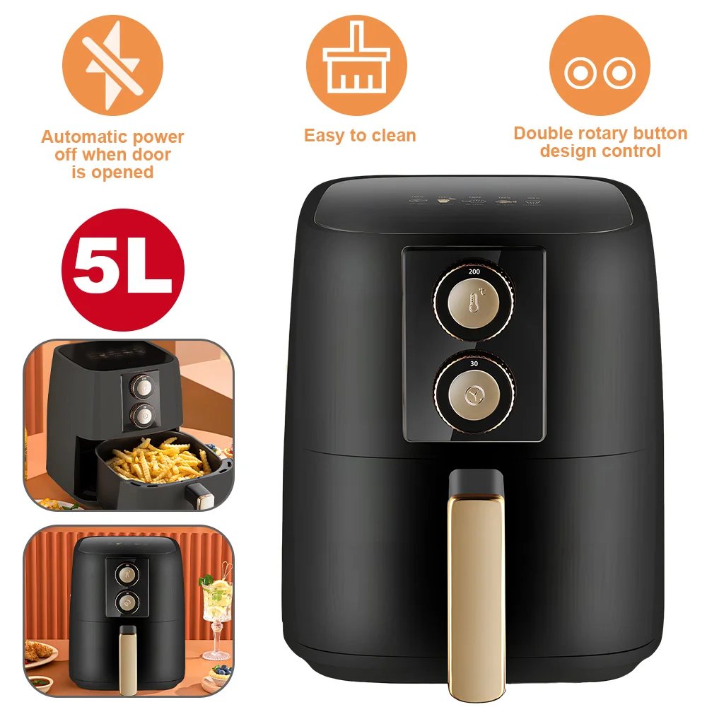 [UK Stock] 5L air fryer 1500W 220-240V Electric Fryer Air Fryer Home Oil-Free air fryer temperature adjustment 30 Minute Timer