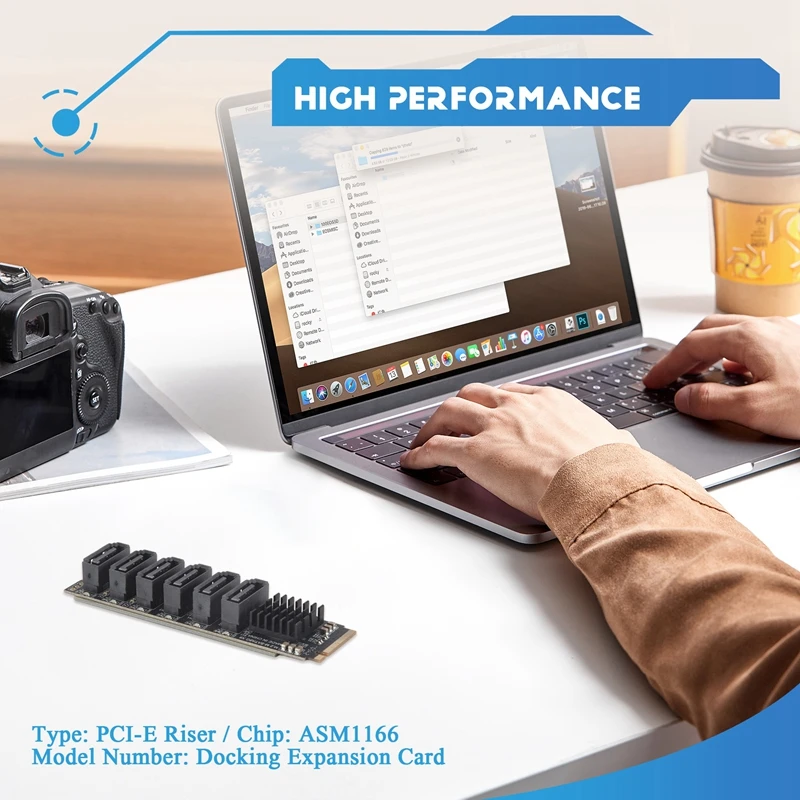 M.2 NVME PCI-E PCIE X4 X8 X16 to 6 Port 3.0 SATA Adapter Card Riser ASM1166 Chassis Server PC Computer Expansion Card-DTB3