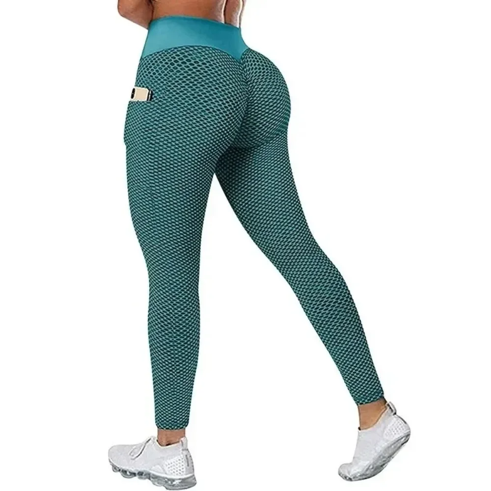 S-3XL Women High Waist Pocket Sports Leggings Fitness Pants Scrunch Butt Workout Tights Push Up Yoga Gym Leggins Deportiva Mujer