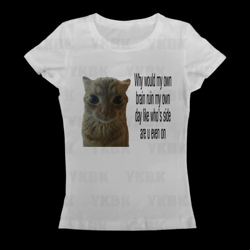 Harajuku الشارع الشهير القط كيتي نمط أنيمي النساء فتاة فضفاضة طويلة الأكمام س الرقبة لطيف تيز موضة عادية Y2k تي شيرت خمر الطفل