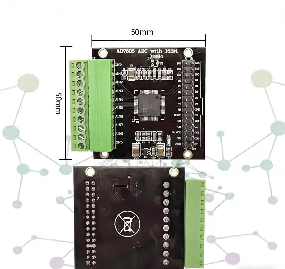 AD7606 data acquisition card module, multi-channel 16-bit ADC, 8-channel simultaneous voltage sampling, 200KHz sampling rate