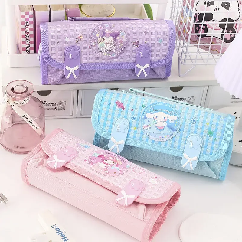 

Ins Sanrio Kuromi My Melody Anime Kawaii Large Capacity Pencil Case Cute Cinnamoroll School Storage Pen Bag Stationery Gifts