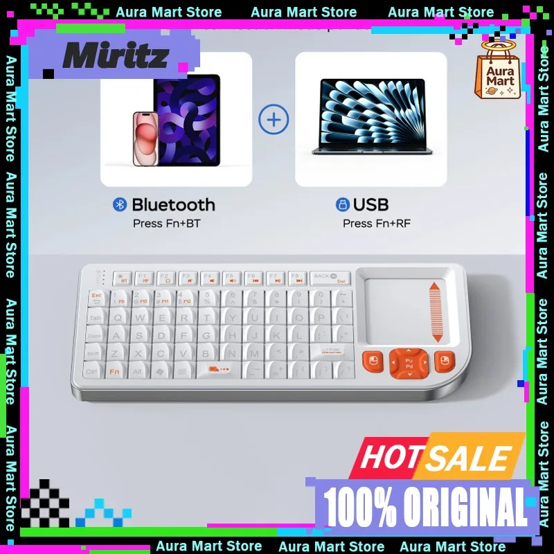 Miritz K809 Mini Wireless Keyboard Dual-mode Portable Bluetooth Small Keyboard with 2.4G Touchpad for Android TV Tablet Media